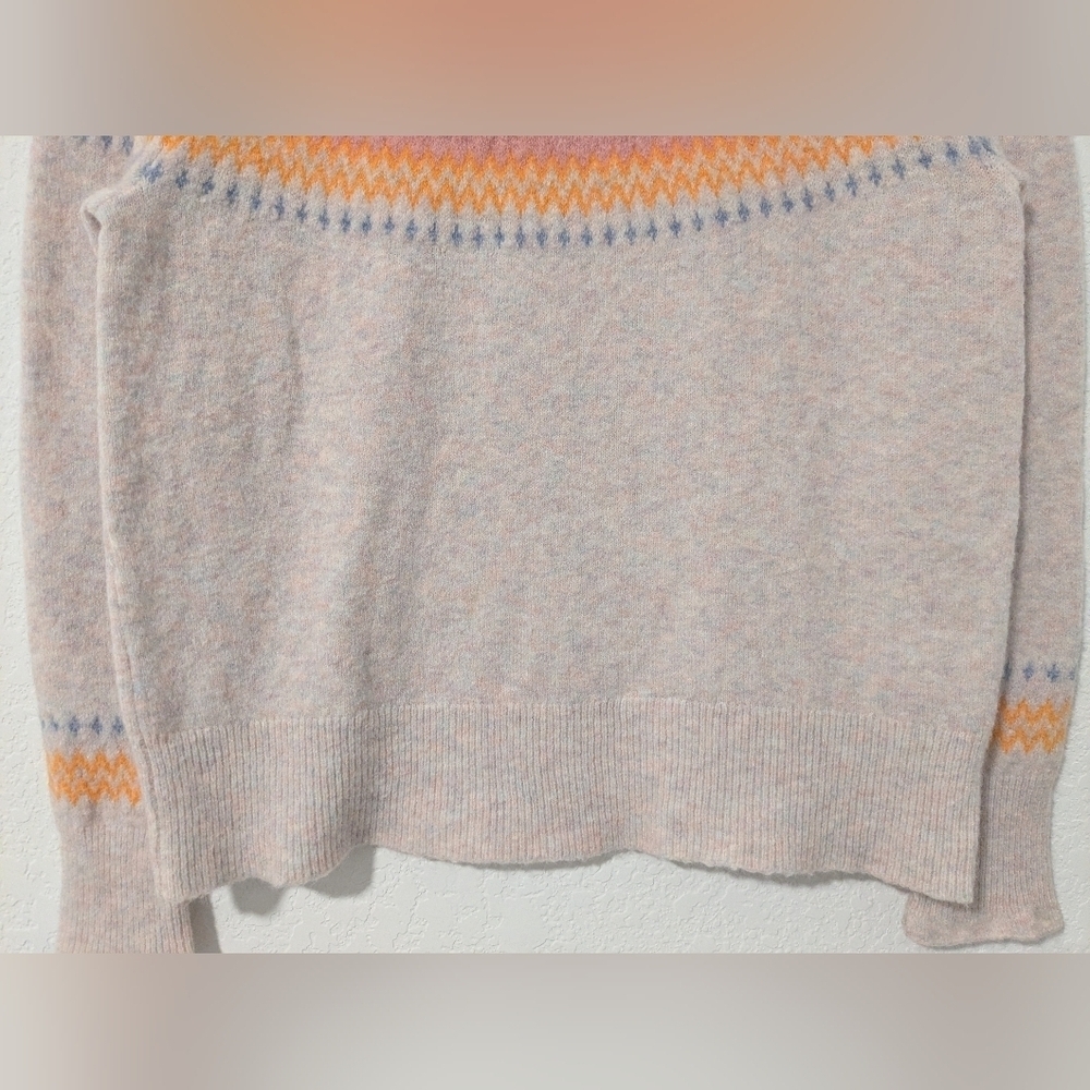 J. Crew Pink Orange Merino Wool Alpaca Supersoft Yarn Fair Isle Rollneck Sweater - Picture 6 of 9